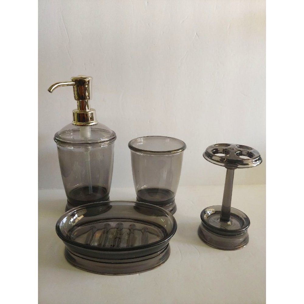 3pc Smoke Bathroom Collection by Inter Design  Cup, Soap Dish & Soap Dispenser